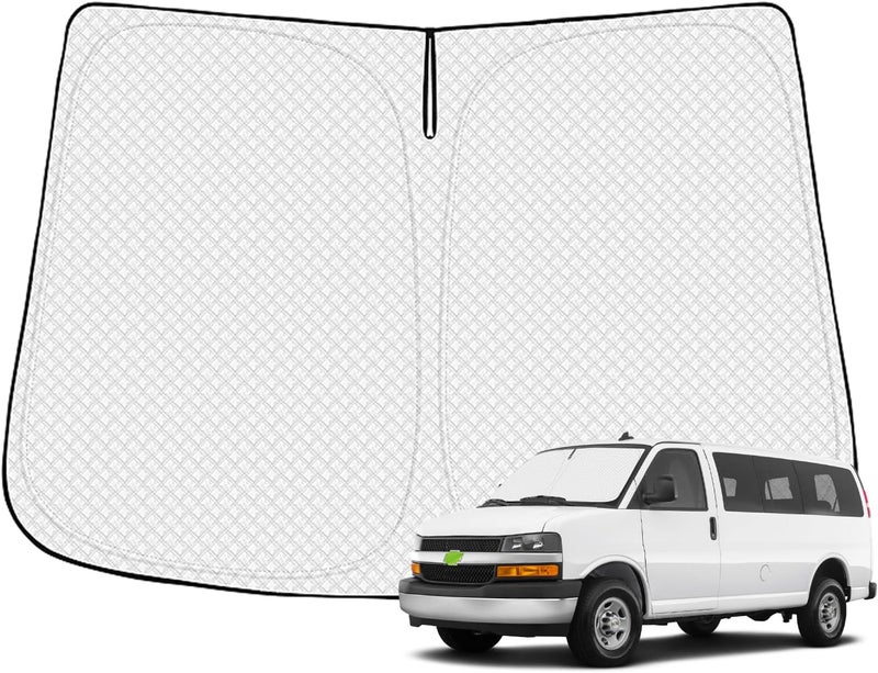 Canvcle Windshield Sun Shade for 1996-2025 2026 Chevrolet/Chevy Express Accessories Thicken 6-Layer Front Window Sunshade Cover Sun Visor Protector Foldable Block UV Rays Keep Vehicle Cool - Image 1